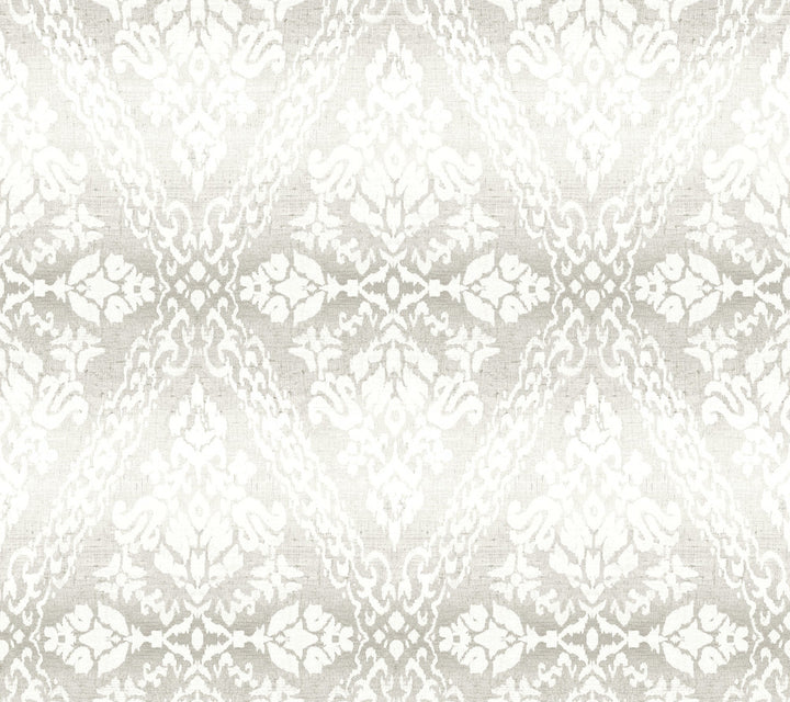 Tudor Diamond Damask Grey Wallpaper by York Wallcoverings Damask Resource Library Covers about 60.8 square feet 27-in by 27-ft long roll Prepasted 24 - Fabric Carolina -