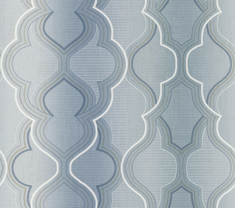 Modern Ombre Damask Blue Wallpaper by York Wallcoverings Damask Resource Library Covers about 60.8 square feet 27-in by 27-ft long roll Prepasted 24 - Fabric Carolina -