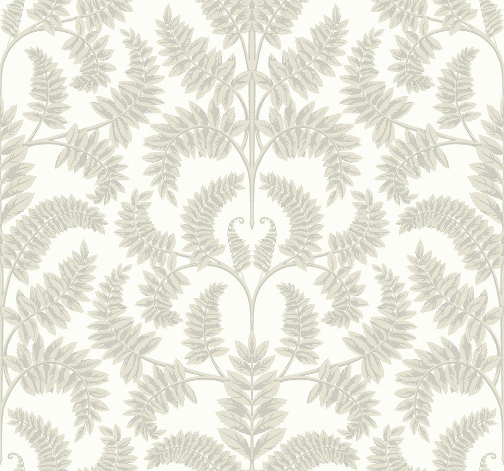 Royal Fern Damask Beige Wallpaper by Inspired by Color Beige & Neutrals Covers about 60.8 square feet 27-in by 27-ft long roll Prepasted 25.25 - Fabric Carolina -