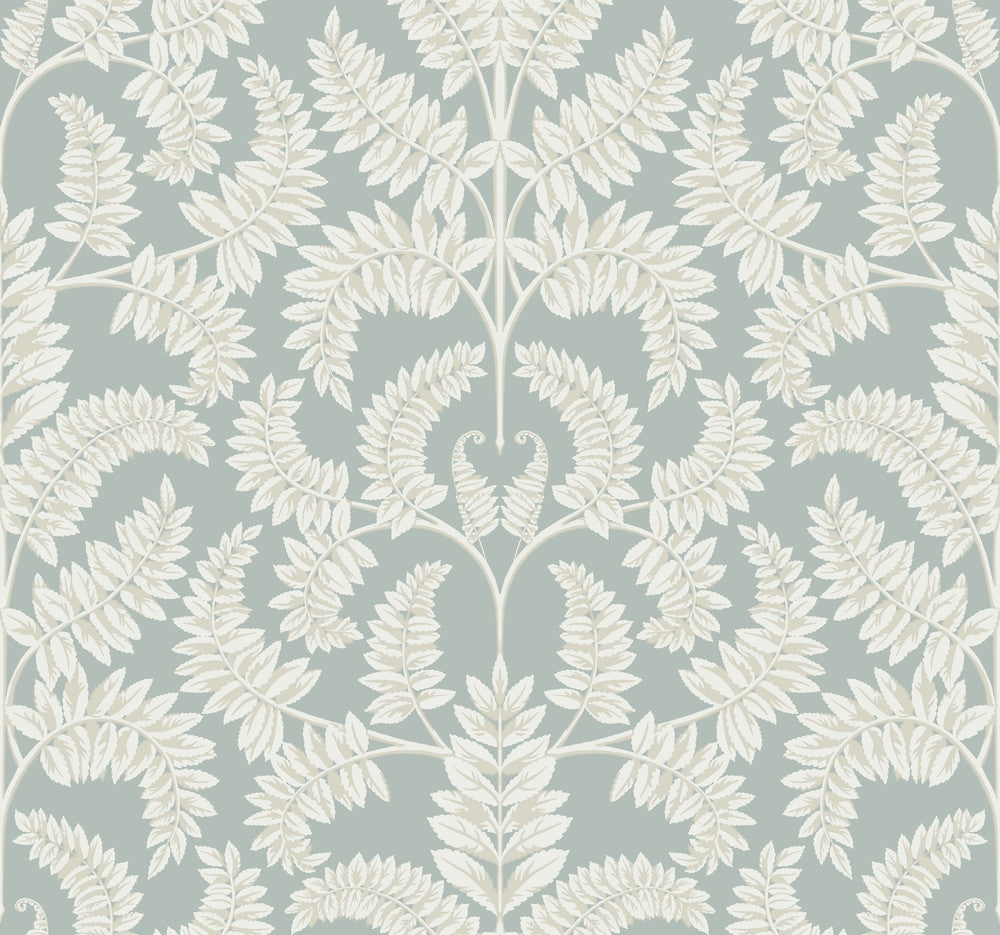 Royal Fern Damask Green Wallpaper by York Wallcoverings Earthy Tones Covers about 60.8 square feet 27-in by 27-ft long roll Prepasted 25.25 - Fabric Carolina -