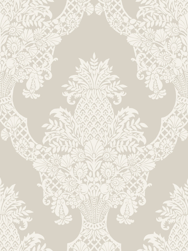 Pineapple Plantation Taupe Wallpaper by York Wallcoverings Damask Resource Library Covers about 60.8 square feet 27-in by 27-ft long roll Prepasted 36 - Fabric Carolina -