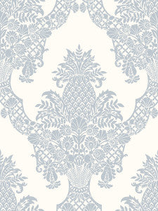 Pineapple Plantation Periwinkle & White Wallpaper by York Wallcoverings