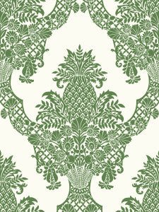 Pineapple Plantation Green & White Wallpaper by York Wallcoverings