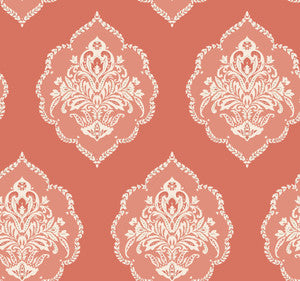 Signet Medallion Damask Coral Wallpaper by York Wallcoverings