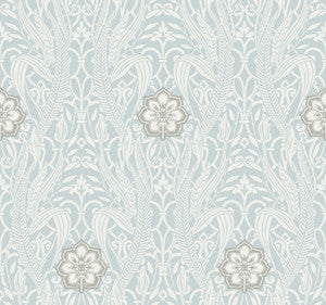 Gatsby Damask Blue Wallpaper by York Wallcoverings