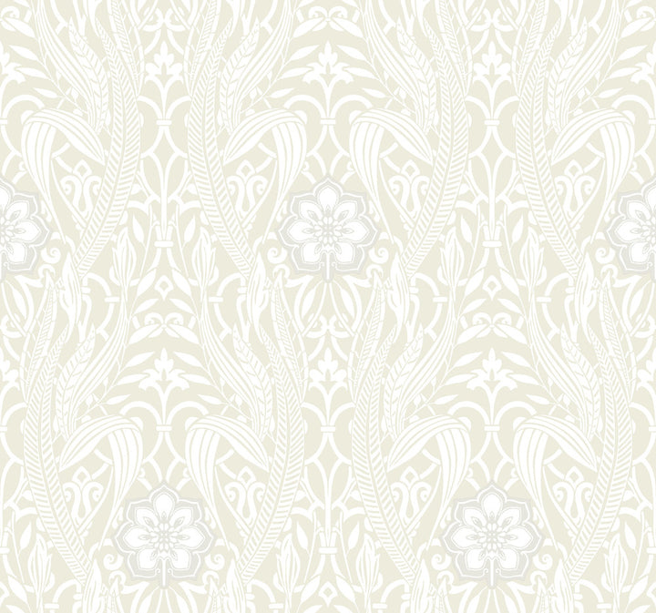 Gatsby Damask Beige Wallpaper by York Wallcoverings Damask Resource Library Covers about 60.8 square feet 27-in by 27-ft long roll Prepasted 25.25 - Fabric Carolina -