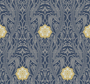 Gatsby Damask Navy Wallpaper by York Wallcoverings