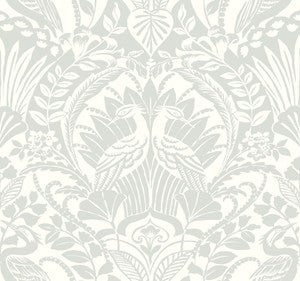 Egret Damask Green Wallpaper by York Wallcoverings