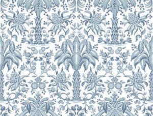 Palmetto Palm Damask Blue Wallpaper by York Wallcoverings