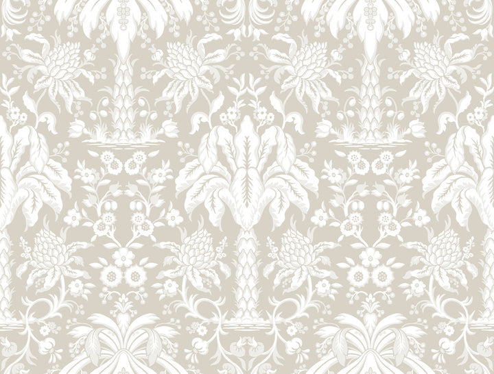 Palmetto Palm Damask Beige Wallpaper by York Wallcoverings Damask Resource Library Covers about 60.8 square feet 27-in by 27-ft long roll Unpasted 20.5 - Fabric Carolina -