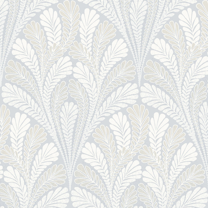 Shell Damask Blue Wallpaper by York Wallcoverings Damask Resource Library Covers about 56.4 square feet 20.5-in by 33-ft long roll Prepasted 20.5 - Fabric Carolina -
