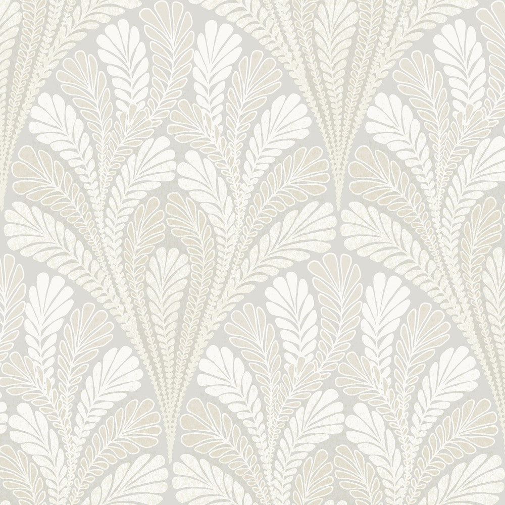 Shell Damask Grey Wallpaper by Inspired by Color Beige & Neutrals Covers about 56.4 square feet 20.5-in by 33-ft long roll Prepasted 20.5 - Fabric Carolina -