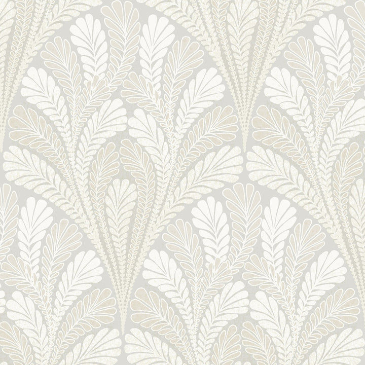 Shell Damask Grey Wallpaper by Inspired by Color Beige & Neutrals Covers about 56.4 square feet 20.5-in by 33-ft long roll Prepasted 20.5 - Fabric Carolina -