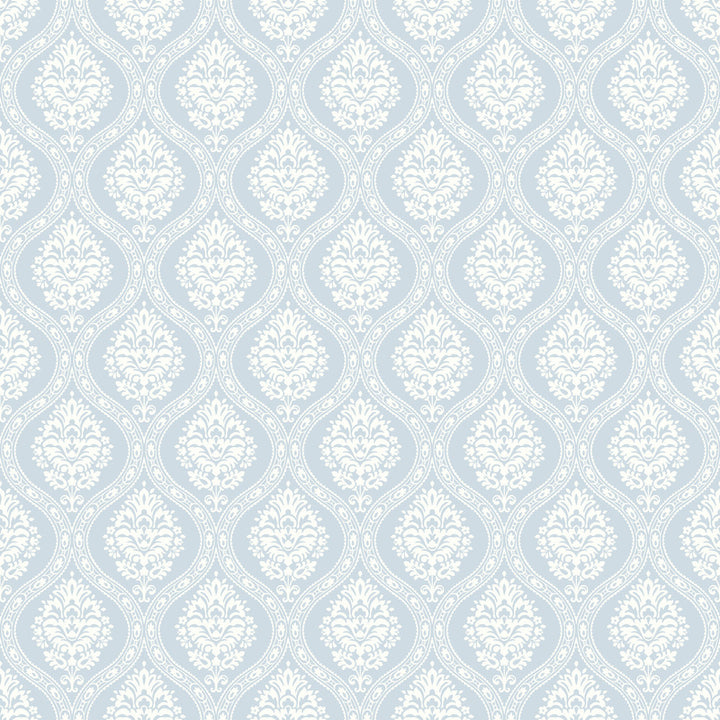 Petite Ogee Blue Wallpaper by Inspired by Color Blues II Covers about 56.4 square feet 20.5-in by 33-ft long roll Prepasted 20.5 - Fabric Carolina -
