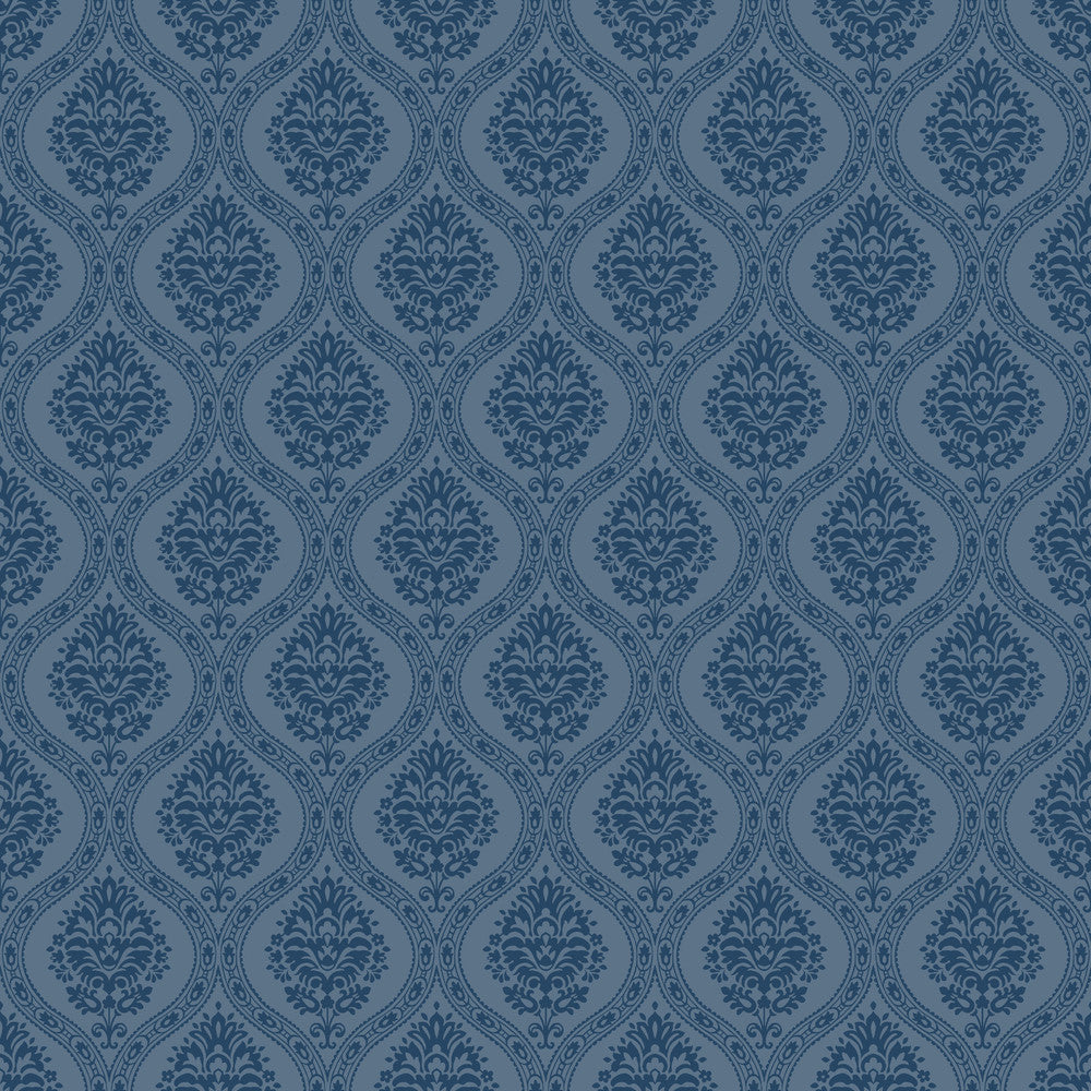 Petite Ogee Navy Wallpaper by Inspired by Color Blues II Covers about 56.4 square feet 20.5-in by 33-ft long roll Prepasted 20.5 - Fabric Carolina -