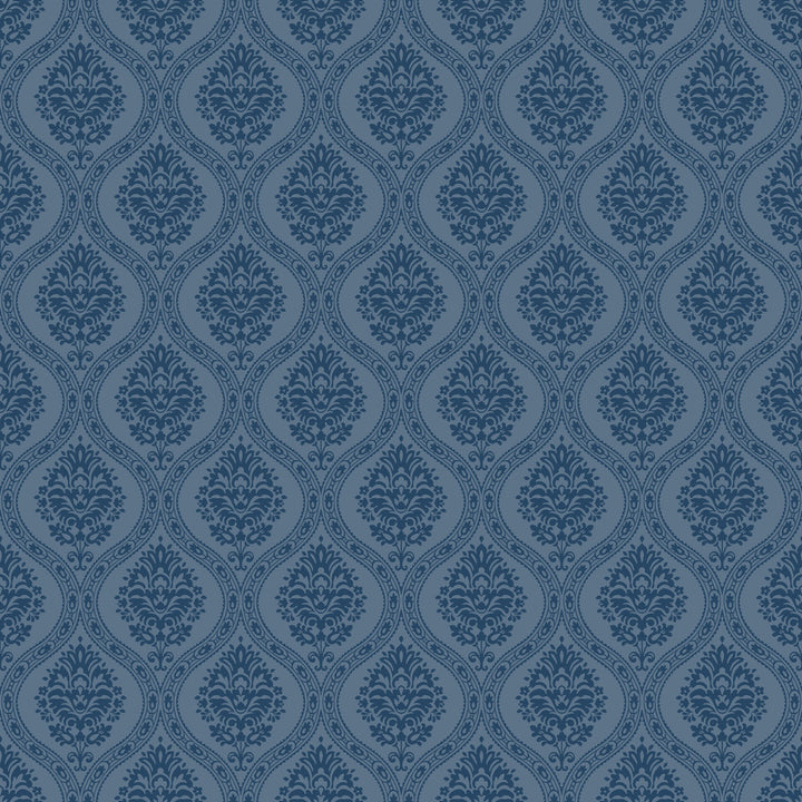 Petite Ogee Navy Wallpaper by Inspired by Color Blues II Covers about 56.4 square feet 20.5-in by 33-ft long roll Prepasted 20.5 - Fabric Carolina -