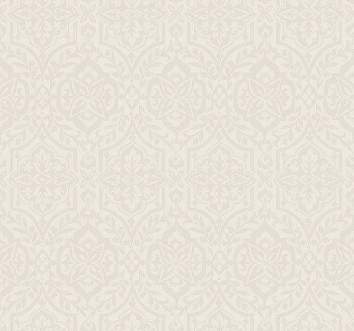 Catherdral Damask Taupe Wallpaper by York Wallcoverings Damask Resource Library Covers about 60.8 square feet 27-in by 27-ft long roll Prepasted 25.25 - Fabric Carolina -