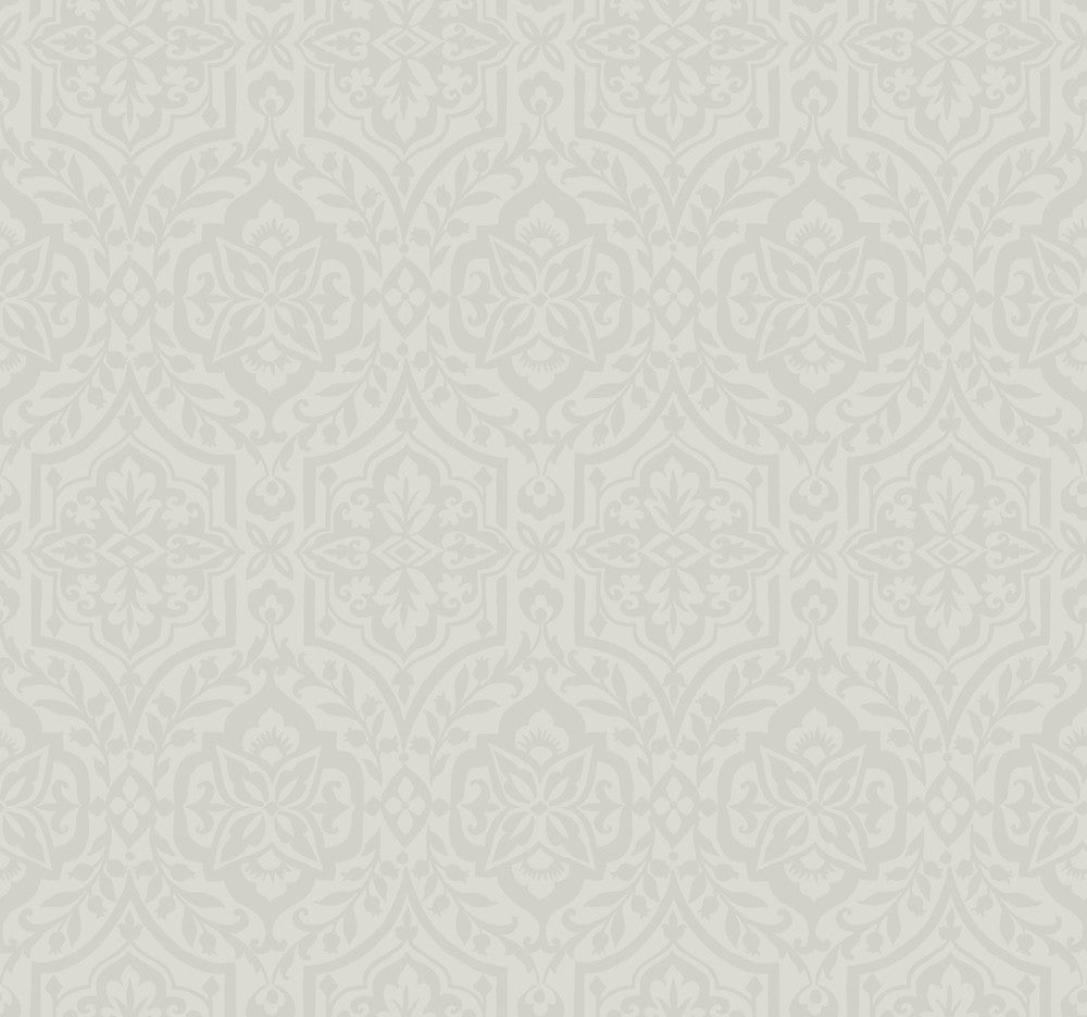 Cathedral Damask Grey Wallpaper by York Wallcoverings Damask Resource Library Covers about 60.8 square feet 27-in by 27-ft long roll Prepasted 25.25 - Fabric Carolina -