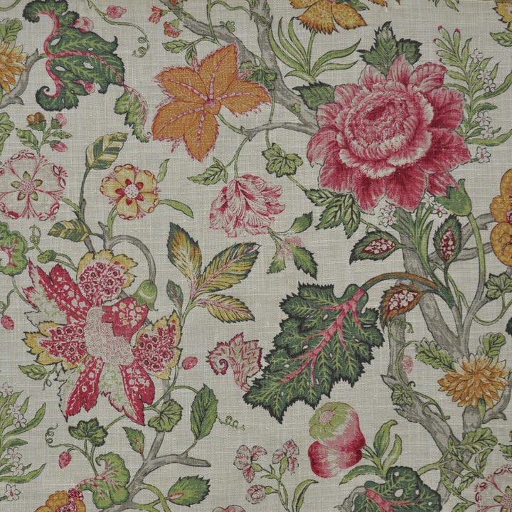 Della Flora # 509 Raspberry by Maxwell Designer Fabric Print Gallery 100% POLYESTER INDIA V-36"H-27" HALF DROP 54" - Swanky Fabrics -