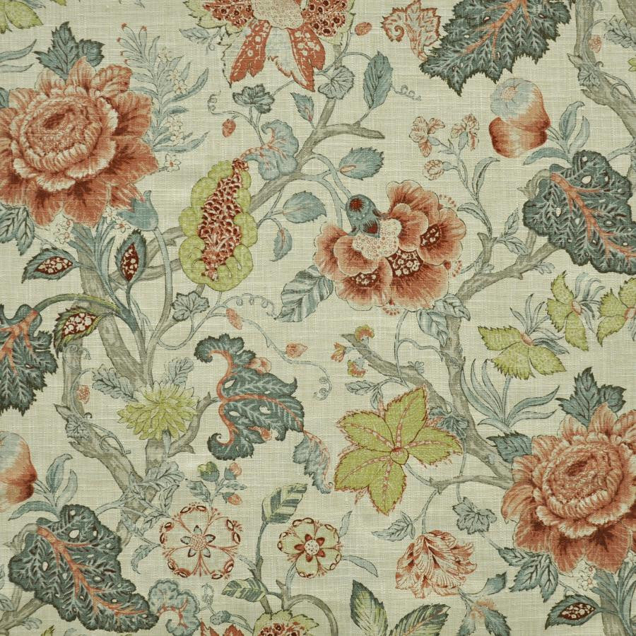 Della Flora # 522 Flora by Maxwell Fabric PRINT GALLERY 100% POLYESTER INDIA V-36"H-27" HALF DROP 54" - Fabric Carolina -