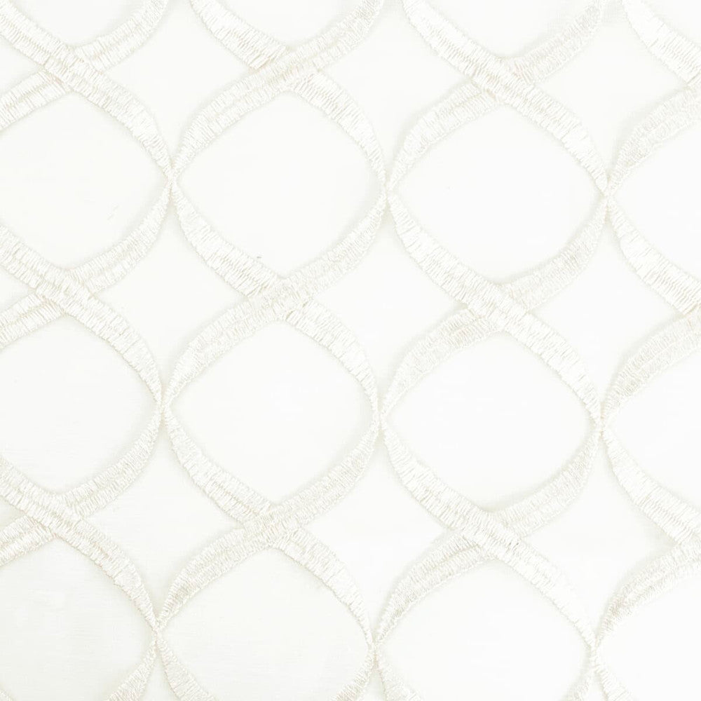 Dothan 1 Vanilla by Stout Fabric Color My Window Frost/Alabaster 100% Polyester Polyester Embroidery INDIA Horizontal: 12 and Vertical: 9.375 52 in - Fabric Carolina -