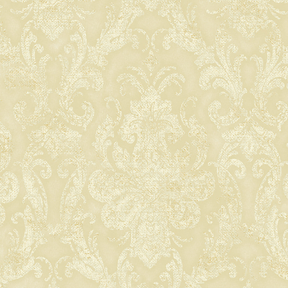 Faded Wheat Damask Wallpaper by Lucky Day Super Value Program Covers about 56.4 square feet 20.5-in by 33-ft long roll Prepasted 24 - Fabric Carolina -