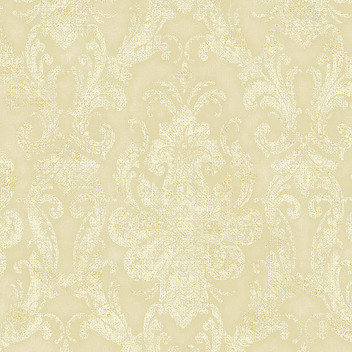 Faded Wheat Damask Wallpaper by Lucky Day Super Value Program Covers about 56.4 square feet 20.5-in by 33-ft long roll Prepasted 24 - Fabric Carolina -