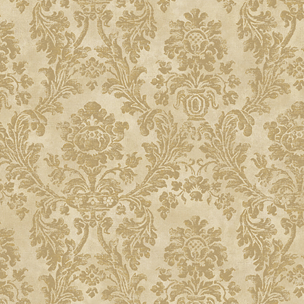 Medford Beige Damask Wallpaper by Lucky Day Super Value Program Covers about 56.4 square feet 20.5-in by 33-ft long roll Prepasted 20.5 - Fabric Carolina -