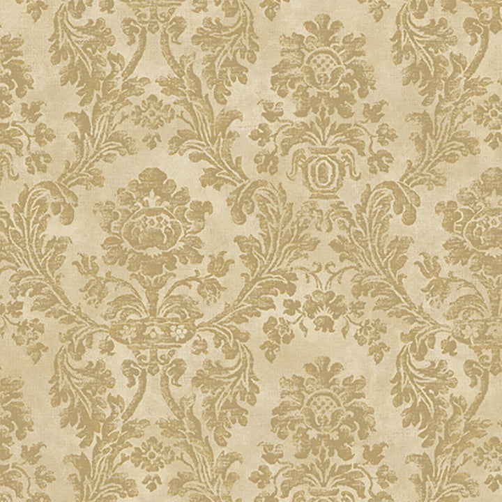 Medford Beige Damask Wallpaper by Lucky Day Super Value Program Covers about 56.4 square feet 20.5-in by 33-ft long roll Prepasted 20.5 - Fabric Carolina -