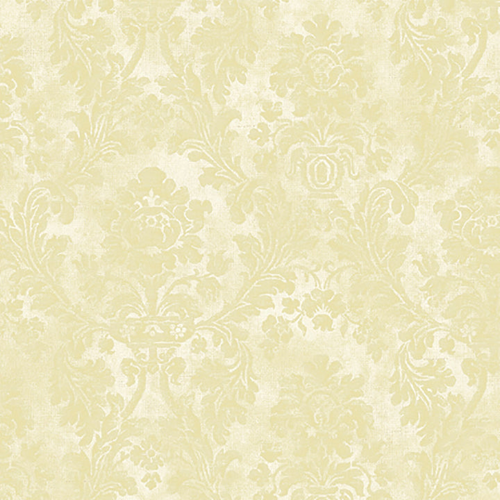 Medford Yellow Damask Wallpaper by Lucky Day Super Value Program Covers about 56.4 square feet 20.5-in by 33-ft long roll Prepasted 20.5 - Fabric Carolina -