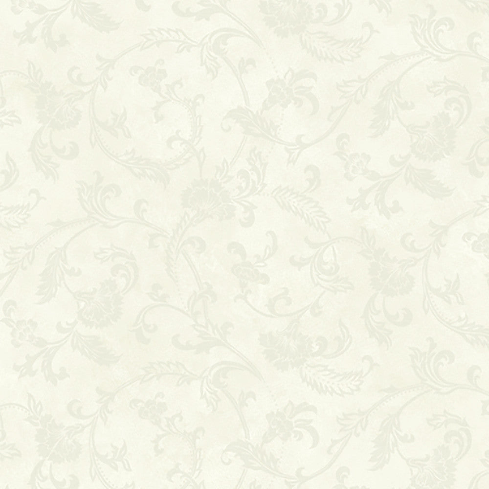 Trento Off White Floral Motif Scroll Wallpaper by Lucky Day Super Value Program Covers about 56.4 square feet 20.5-in by 33-ft long roll Prepasted 20.5 - Fabric Carolina -