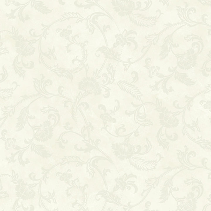 Trento Off White Floral Motif Scroll Wallpaper by Lucky Day Super Value Program Covers about 56.4 square feet 20.5-in by 33-ft long roll Prepasted 20.5 - Fabric Carolina -