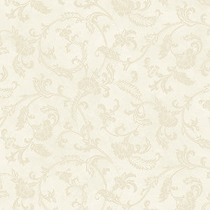 Trento Cream Floral Motif Scroll Wallpaper by Lucky Day