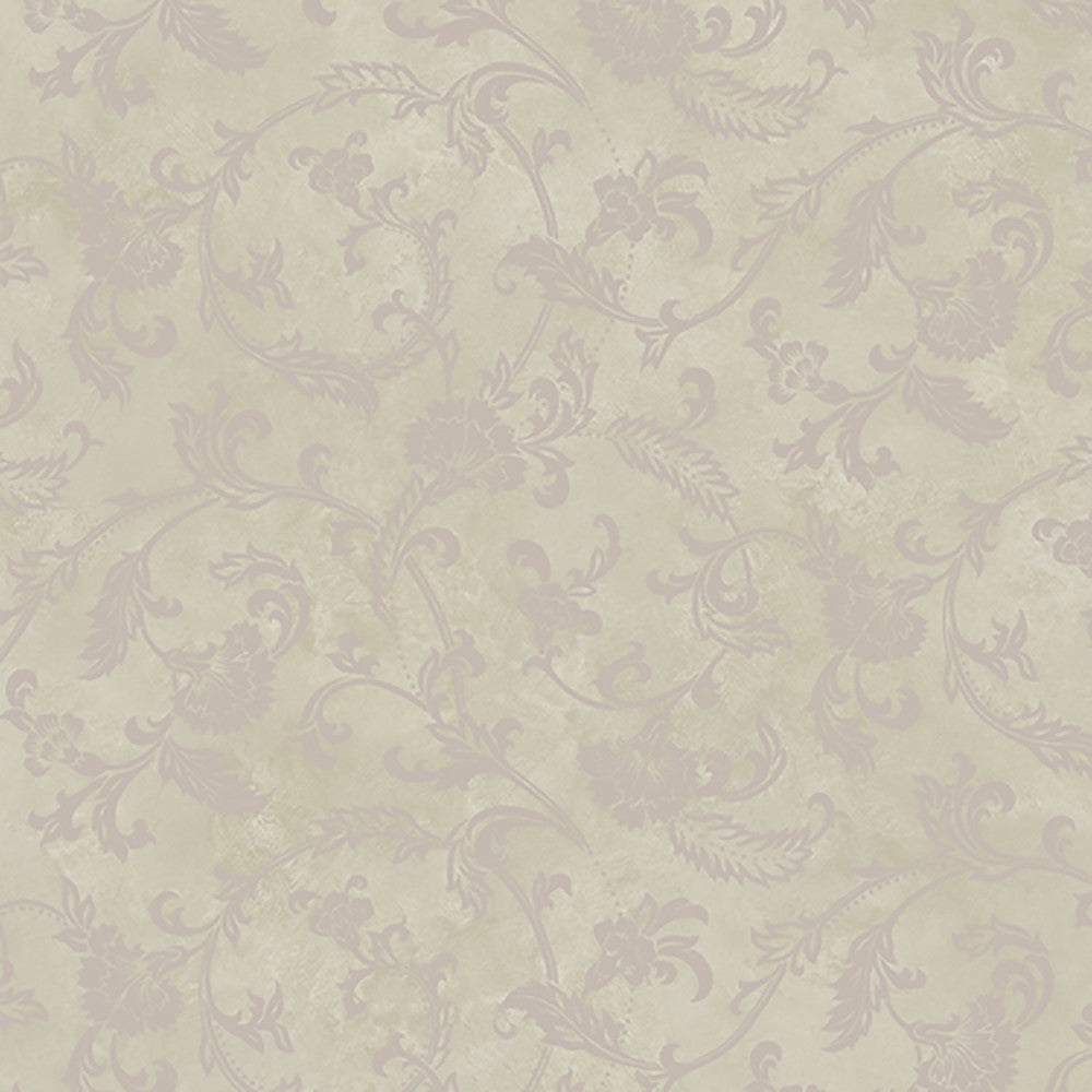 Trento Gold Floral Motif Scroll Wallpaper by Lucky Day Super Value Program Covers about 56.4 square feet 20.5-in by 33-ft long roll Prepasted 20.5 - Fabric Carolina -
