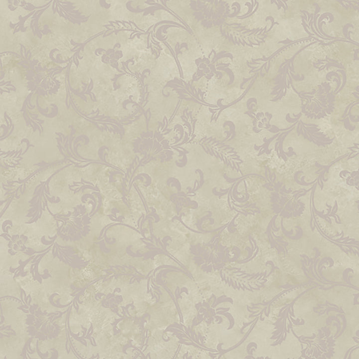 Trento Gold Floral Motif Scroll Wallpaper by Lucky Day Super Value Program Covers about 56.4 square feet 20.5-in by 33-ft long roll Prepasted 20.5 - Fabric Carolina -