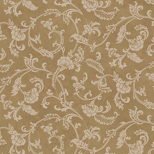 Trento Brown Floral Motif Scroll Wallpaper by Lucky Day
