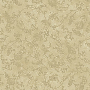 Trento Beige Floral Motif Scroll Wallpaper by Lucky Day