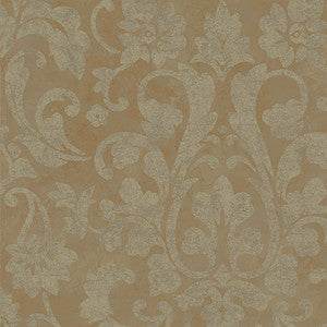Turin Faded Brown Damask Wallpaper by Lucky Day
