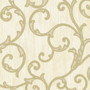Stitched Gold Scroll Wallpaper by Lucky Day