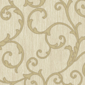 Stitched Champagne Scroll Wallpaper by Lucky Day