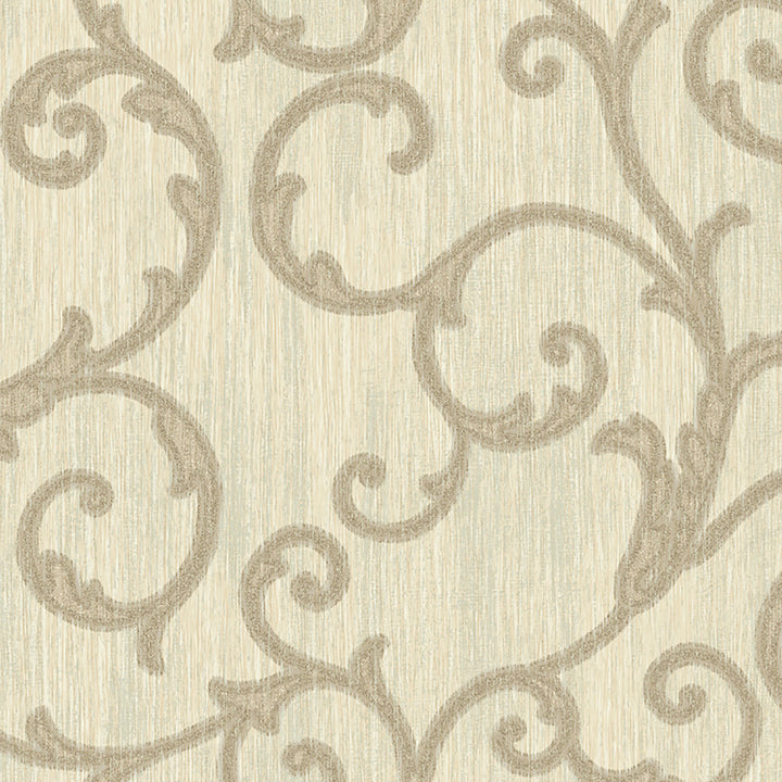 Stitched Sand Scroll Wallpaper by Lucky Day Super Value Program Covers about 56.4 square feet 20.5-in by 33-ft long roll Prepasted 20.5 - Fabric Carolina -