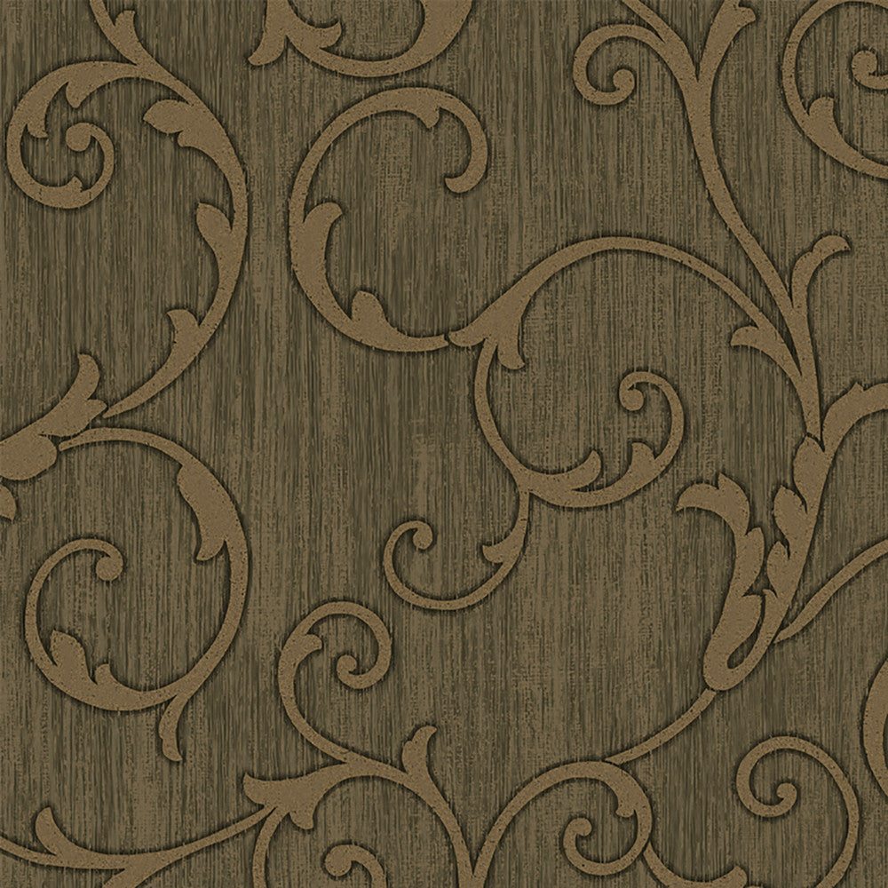Stitched Cafe Scroll Wallpaper by Lucky Day Super Value Program Covers about 56.4 square feet 20.5-in by 33-ft long roll Prepasted 20.5 - Fabric Carolina -