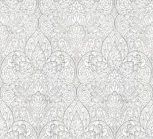 Paradise Bright White & Silver Wallpaper by Candice Olson