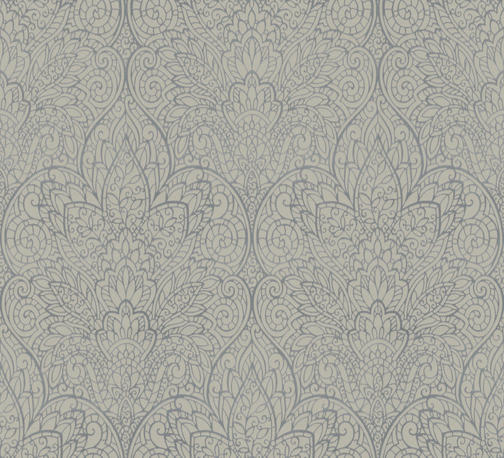 Paradise Dark Taupe & Silver Wallpaper by Candice Olson Candice Olson After 8 Covers about 56.9 square feet 20.8-in by 32.8-ft long roll Unpasted 25.25 - Fabric Carolina -