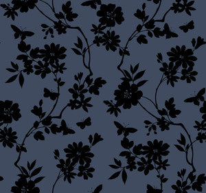 Flutter Vine Blue & Black Wallpaper by Candice Olson