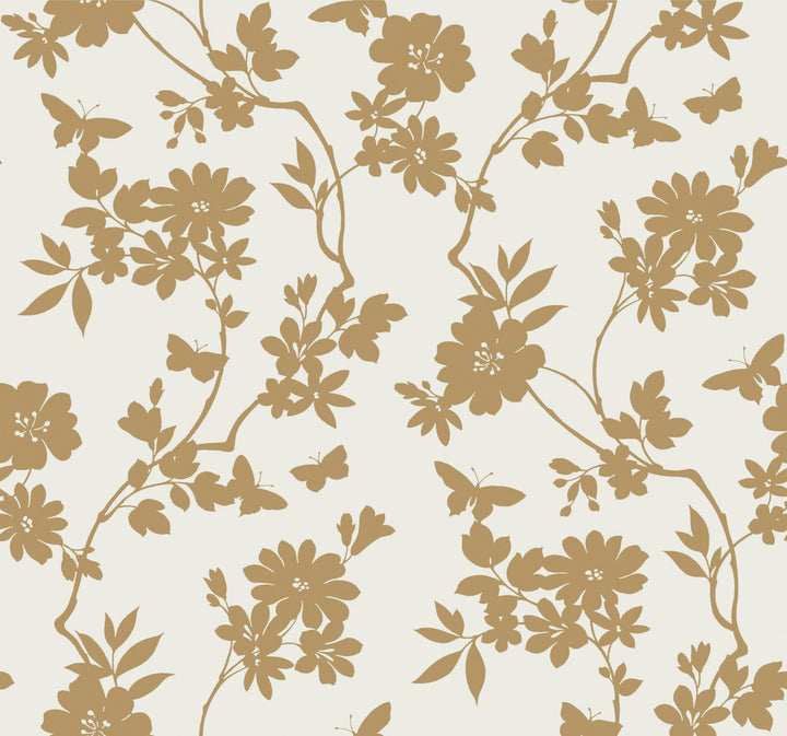 Flutter Vine White & Gold Wallpaper by Candice Olson Candice Olson After 8 Covers about 60.8 square feet 27-in by 27-ft long roll Unpasted 25.25 - Fabric Carolina -