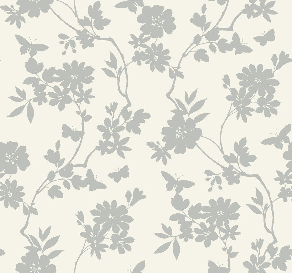 Flutter Vine White & Silver Wallpaper by Candice Olson Candice Olson After 8 Covers about 60.8 square feet 27-in by 27-ft long roll Unpasted 25.25 - Fabric Carolina -