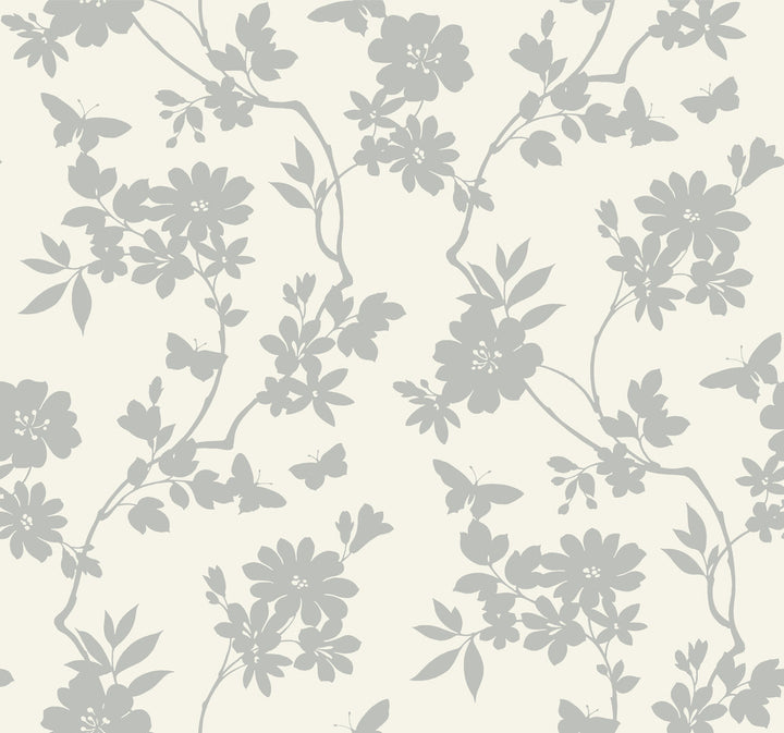 Flutter Vine White & Silver Wallpaper by Candice Olson Candice Olson After 8 Covers about 60.8 square feet 27-in by 27-ft long roll Unpasted 25.25 - Fabric Carolina -