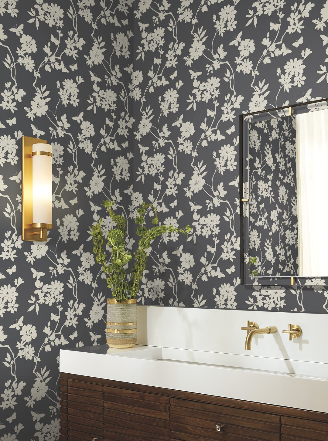 Flutter Vine Grey Wallpaper by Candice Olson Designer