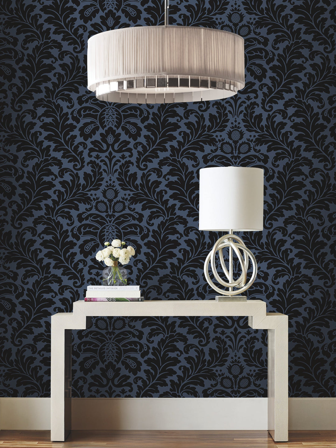 Modern Romance Navy Wallpaper by Candice Olson Designer